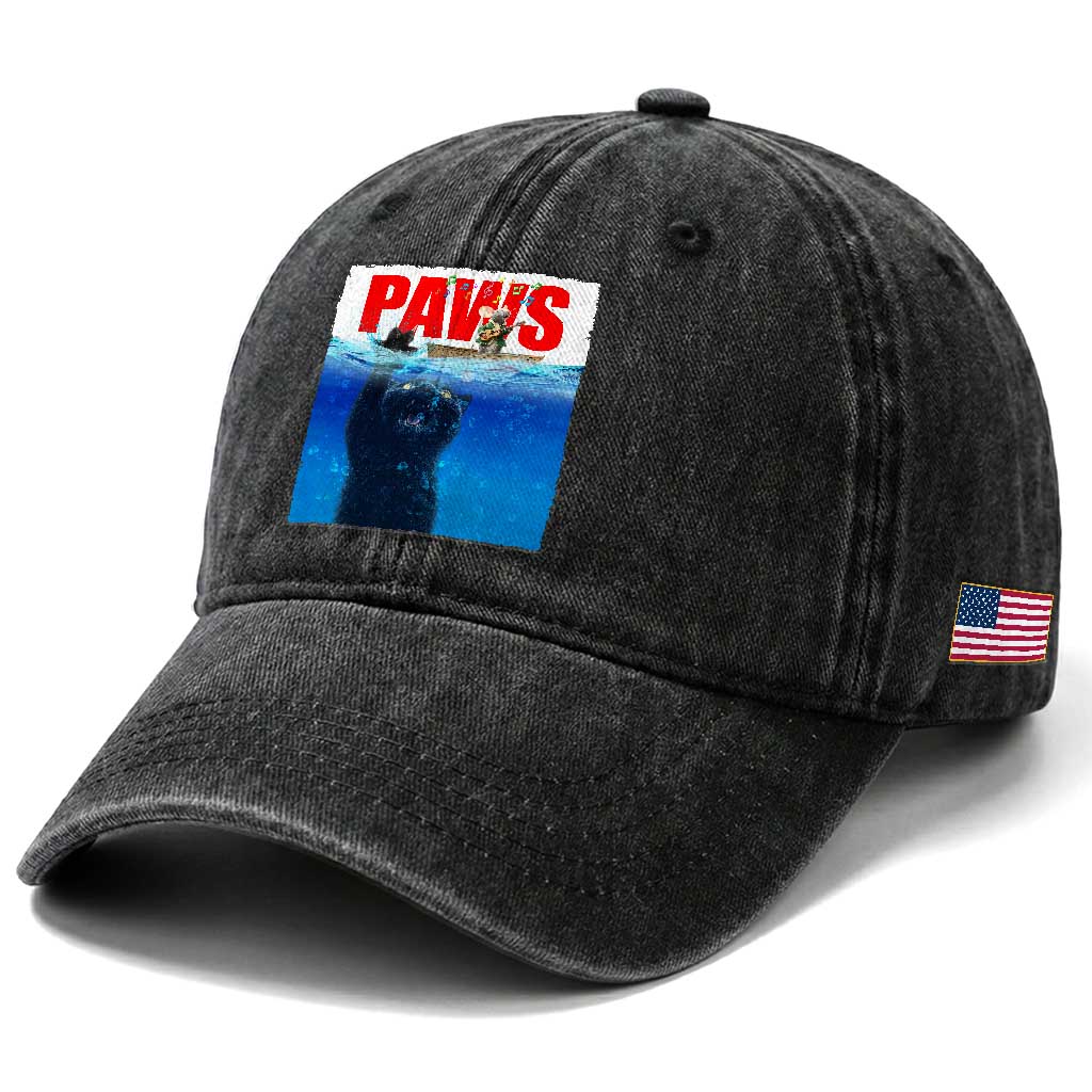 Funny Black Cat Washed Cotton Baseball Cap PAWS Parody Kitten Mouse Humorous TS14 Print Your Wear