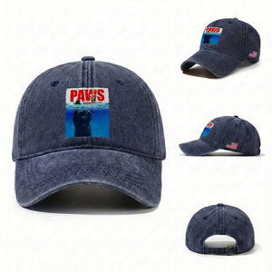 Funny Black Cat Washed Cotton Baseball Cap PAWS Parody Kitten Mouse Humorous TS14 Washed Cap Universal Fit Navy Print Your Wear