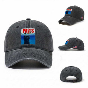 Funny Black Cat Washed Cotton Baseball Cap PAWS Parody Kitten Mouse Humorous TS14 Washed Cap Universal Fit Dark Gray Print Your Wear