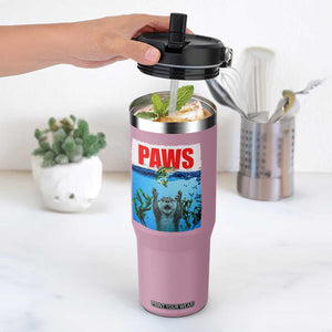 Paws Parody Flip Straw Tumbler Otter Chasing Bass Fish Ocean TS14 One Size: 30 oz Light Pink Print Your Wear