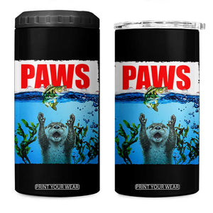 Paws Parody 4 in 1 Can Cooler Tumbler Otter Chasing Bass Fish Ocean TS14 One Size: 16 oz Black Print Your Wear
