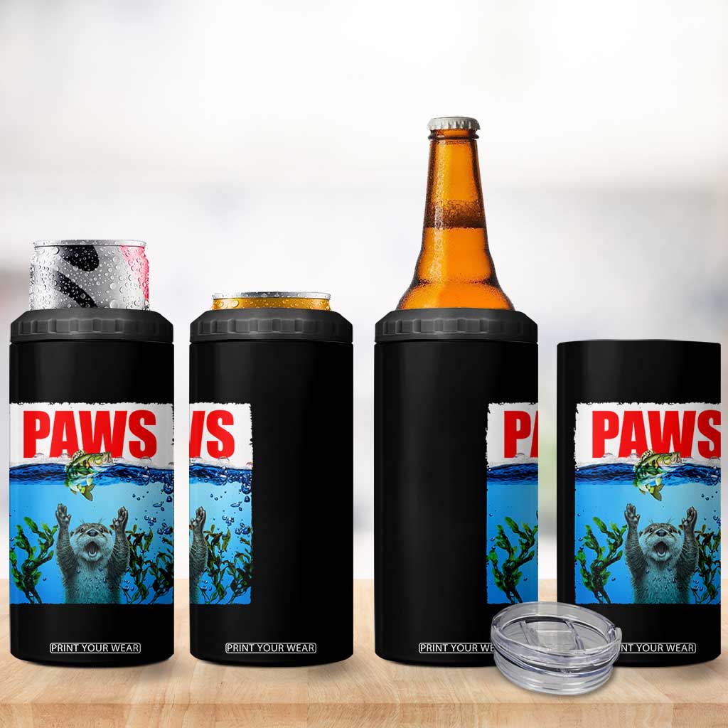 Paws Parody 4 in 1 Can Cooler Tumbler Otter Chasing Bass Fish Ocean TS14 Print Your Wear