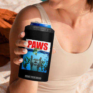 Paws Parody 4 in 1 Can Cooler Tumbler Otter Chasing Bass Fish Ocean TS14 Print Your Wear