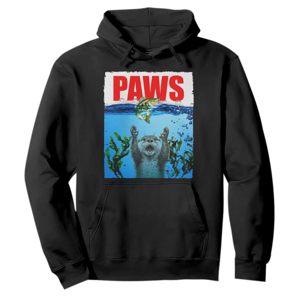 Paws Parody Hoodie Otter Chasing Bass Fish Ocean TS14 Black Print Your Wear