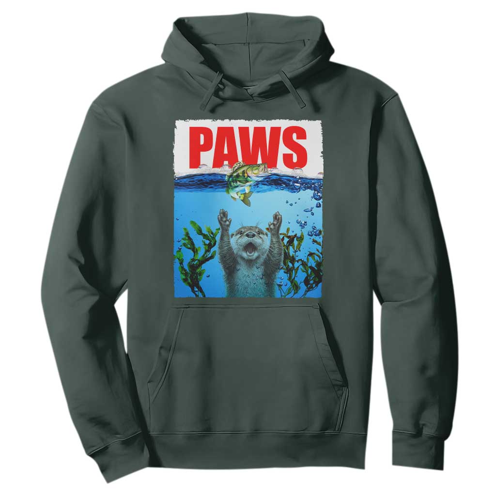 Paws Parody Hoodie Otter Chasing Bass Fish Ocean TS14 Dark Forest Green Print Your Wear
