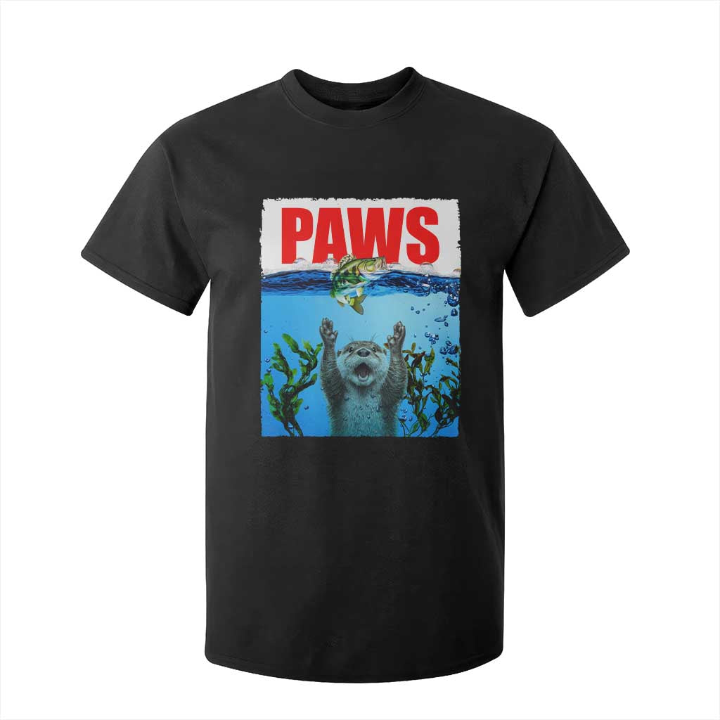 Paws Parody T Shirt For Kid Otter Chasing Bass Fish Ocean TS14 Black Print Your Wear