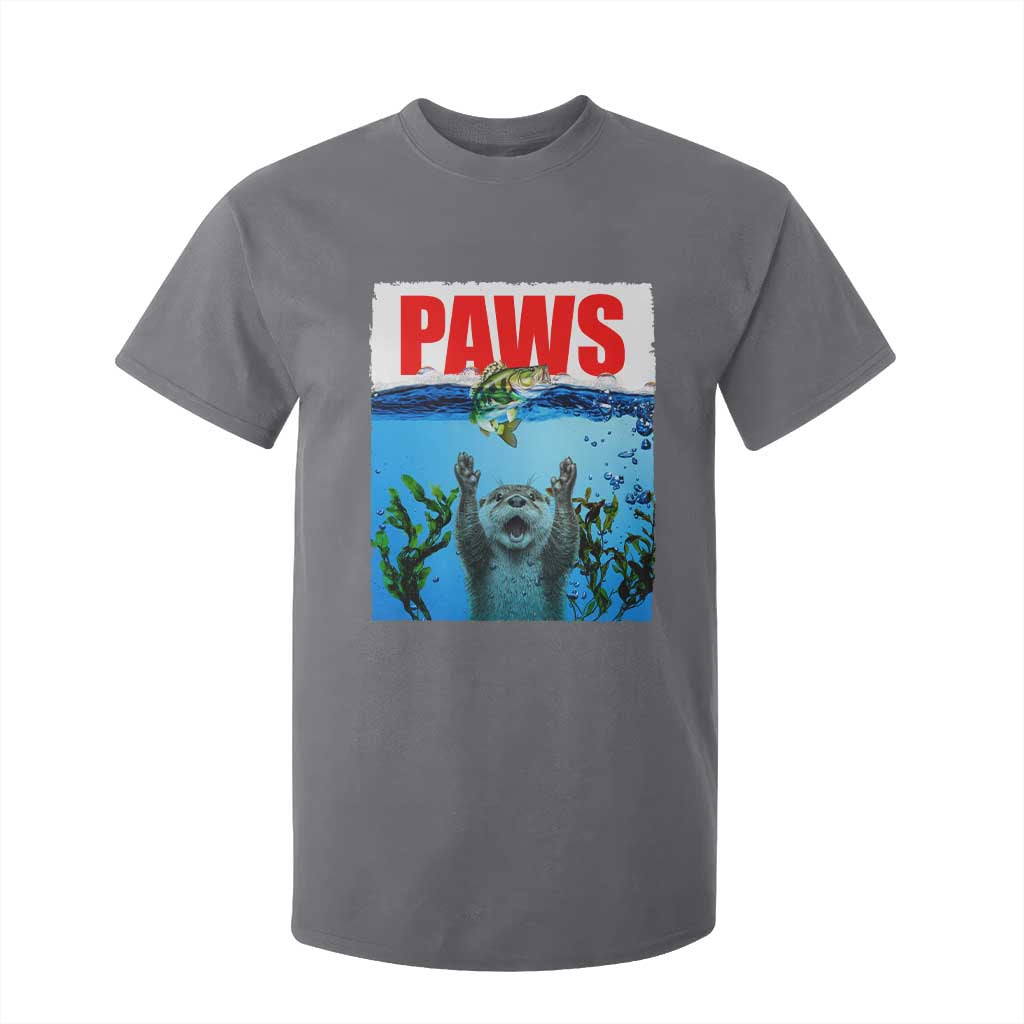 Paws Parody T Shirt For Kid Otter Chasing Bass Fish Ocean TS14 Charcoal Print Your Wear