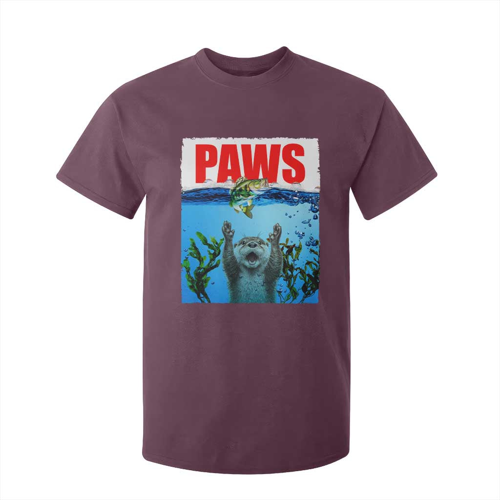 Paws Parody T Shirt For Kid Otter Chasing Bass Fish Ocean TS14 Maroon Print Your Wear