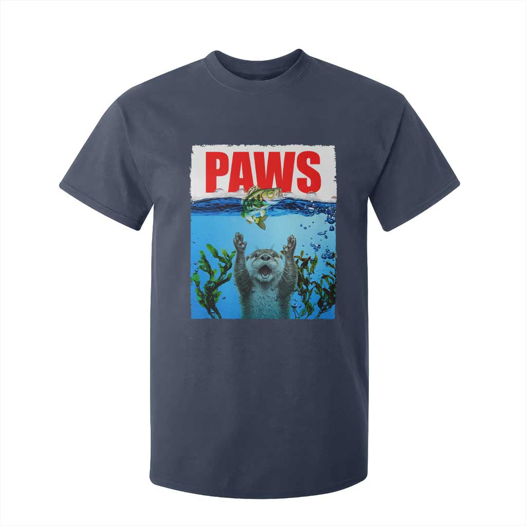 Paws Parody T Shirt For Kid Otter Chasing Bass Fish Ocean TS14 Navy Print Your Wear