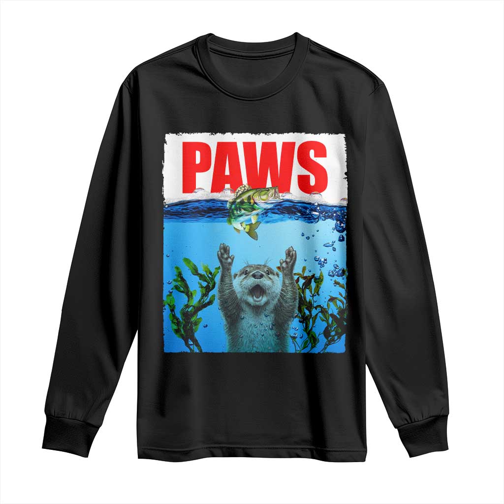 Paws Parody Long Sleeve Shirt Otter Chasing Bass Fish Ocean TS14 Black Print Your Wear