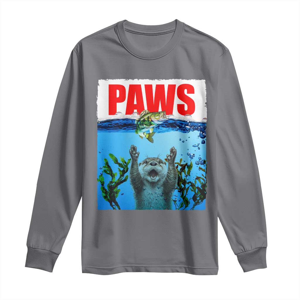 Paws Parody Long Sleeve Shirt Otter Chasing Bass Fish Ocean TS14 Charcoal Print Your Wear