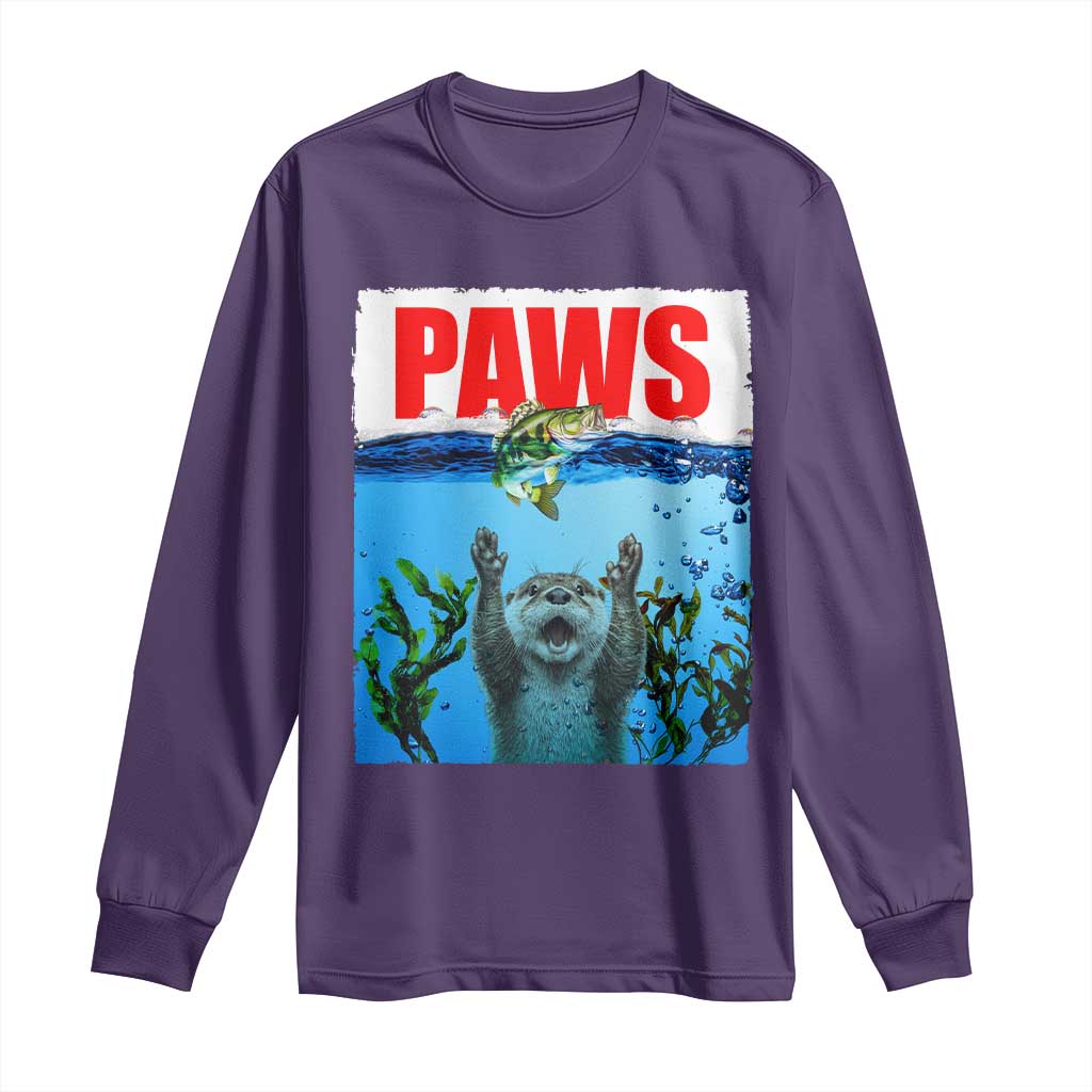Paws Parody Long Sleeve Shirt Otter Chasing Bass Fish Ocean TS14 Purple Print Your Wear