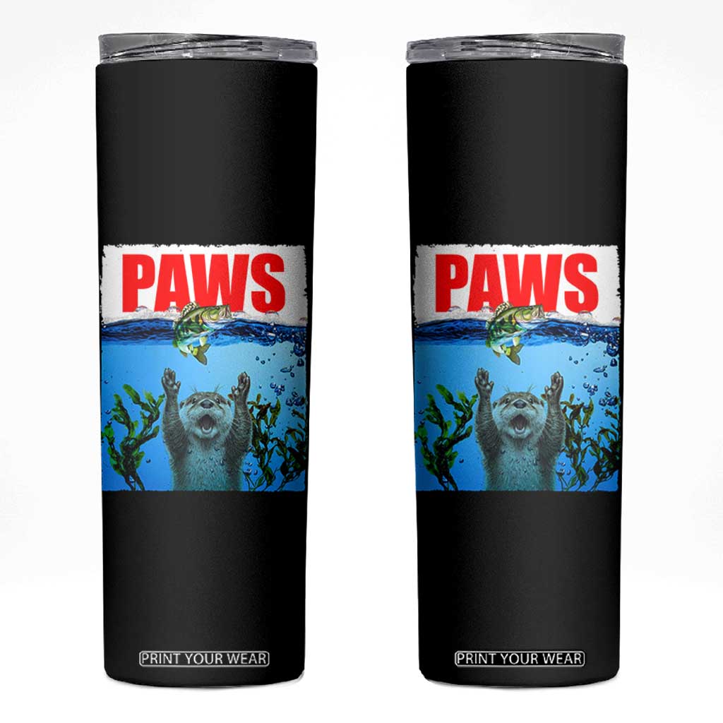 Paws Parody Skinny Tumbler Otter Chasing Bass Fish Ocean TS14 Black Print Your Wear
