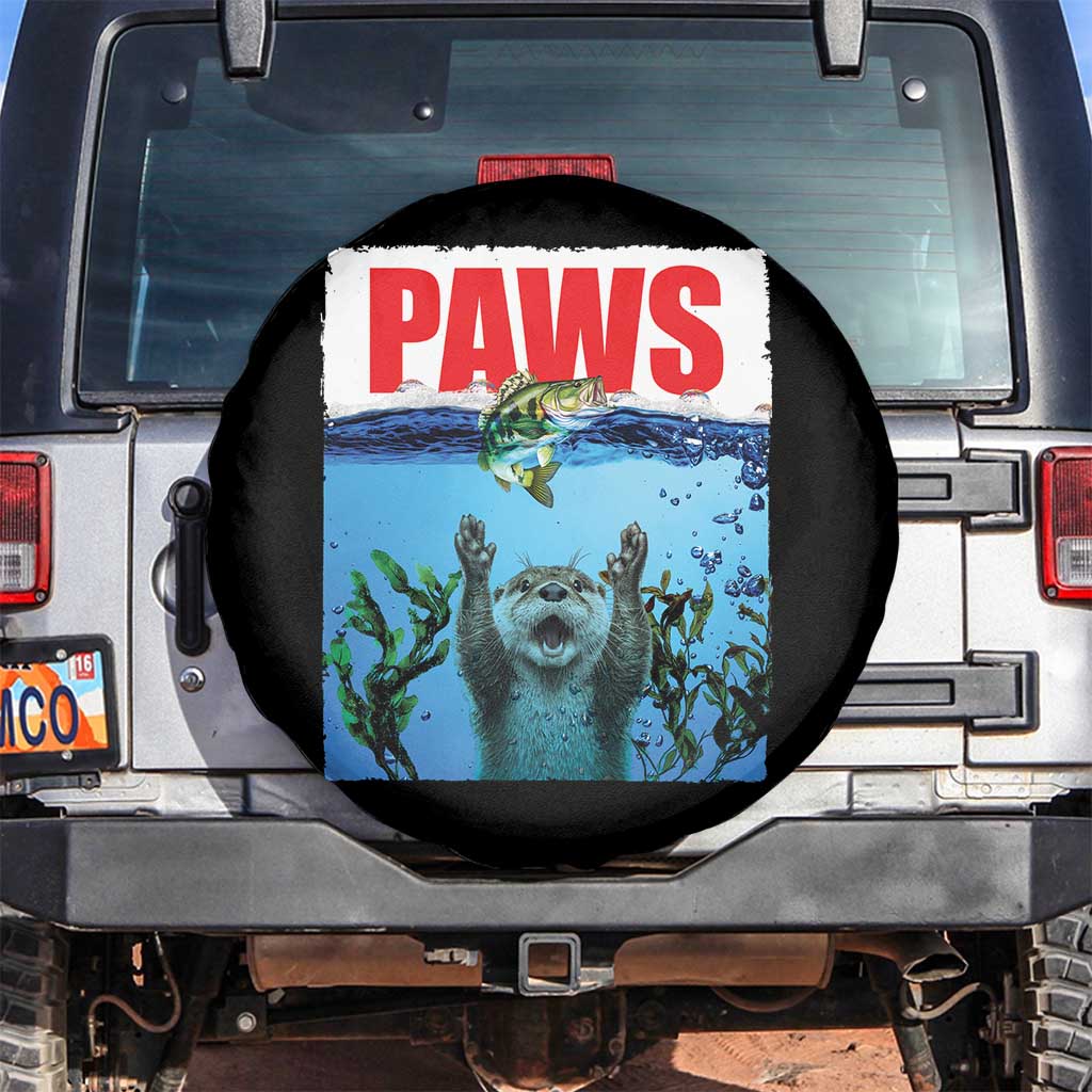 Paws Parody Spare Tire Cover Otter Chasing Bass Fish Ocean TS14 No hole Black Print Your Wear