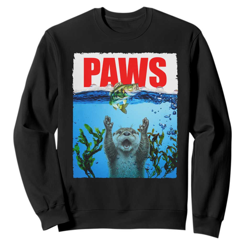 Paws Parody Sweatshirt Otter Chasing Bass Fish Ocean TS14 Black Print Your Wear