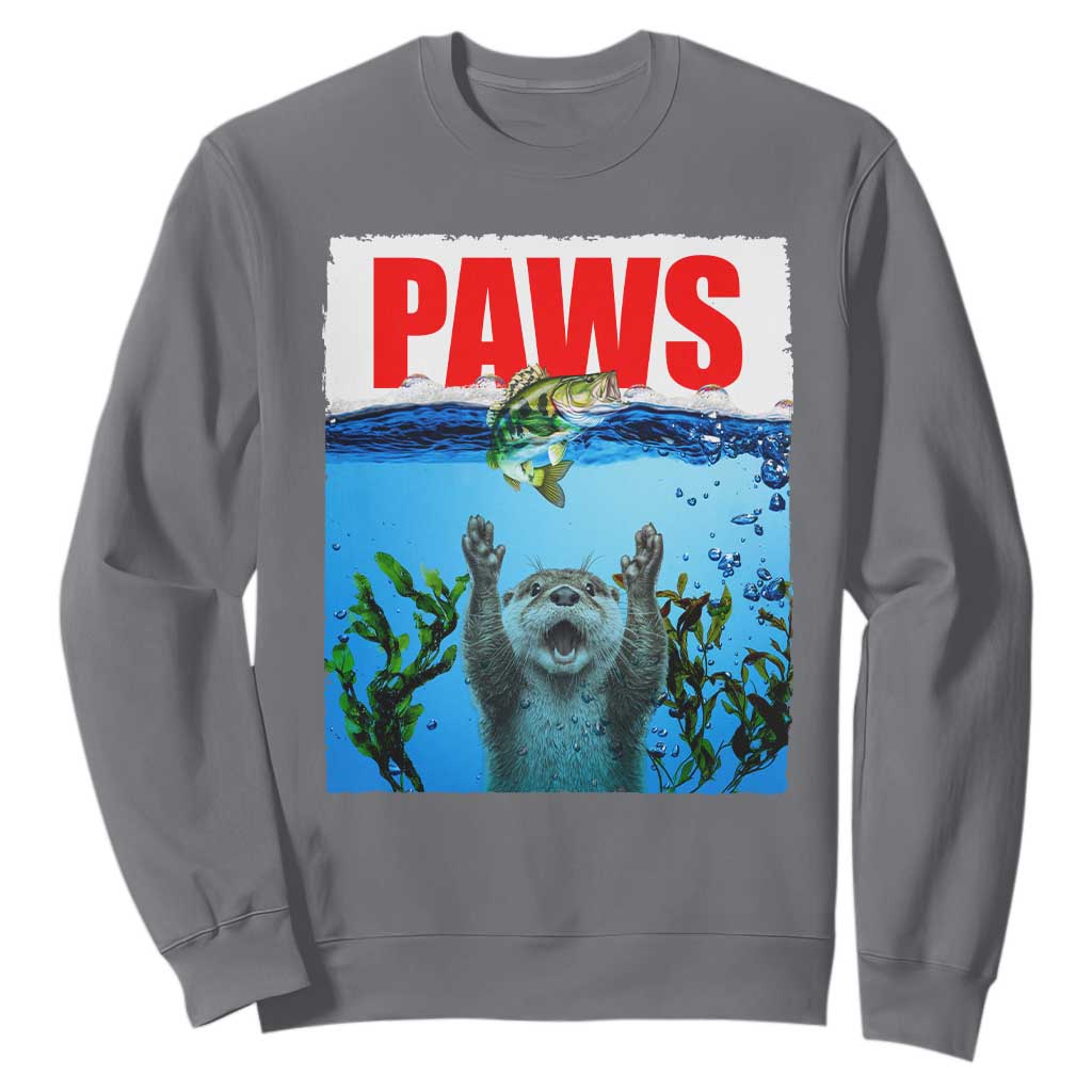 Paws Parody Sweatshirt Otter Chasing Bass Fish Ocean TS14 Charcoal Print Your Wear