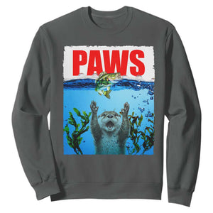 Paws Parody Sweatshirt Otter Chasing Bass Fish Ocean TS14 Dark Heather Print Your Wear