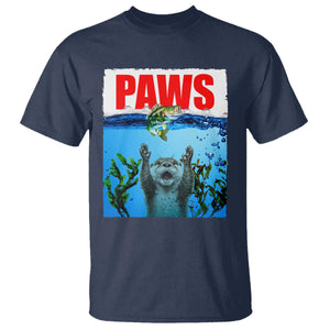 Paws Parody T Shirt Otter Chasing Bass Fish Ocean TS14 Navy Print Your Wear