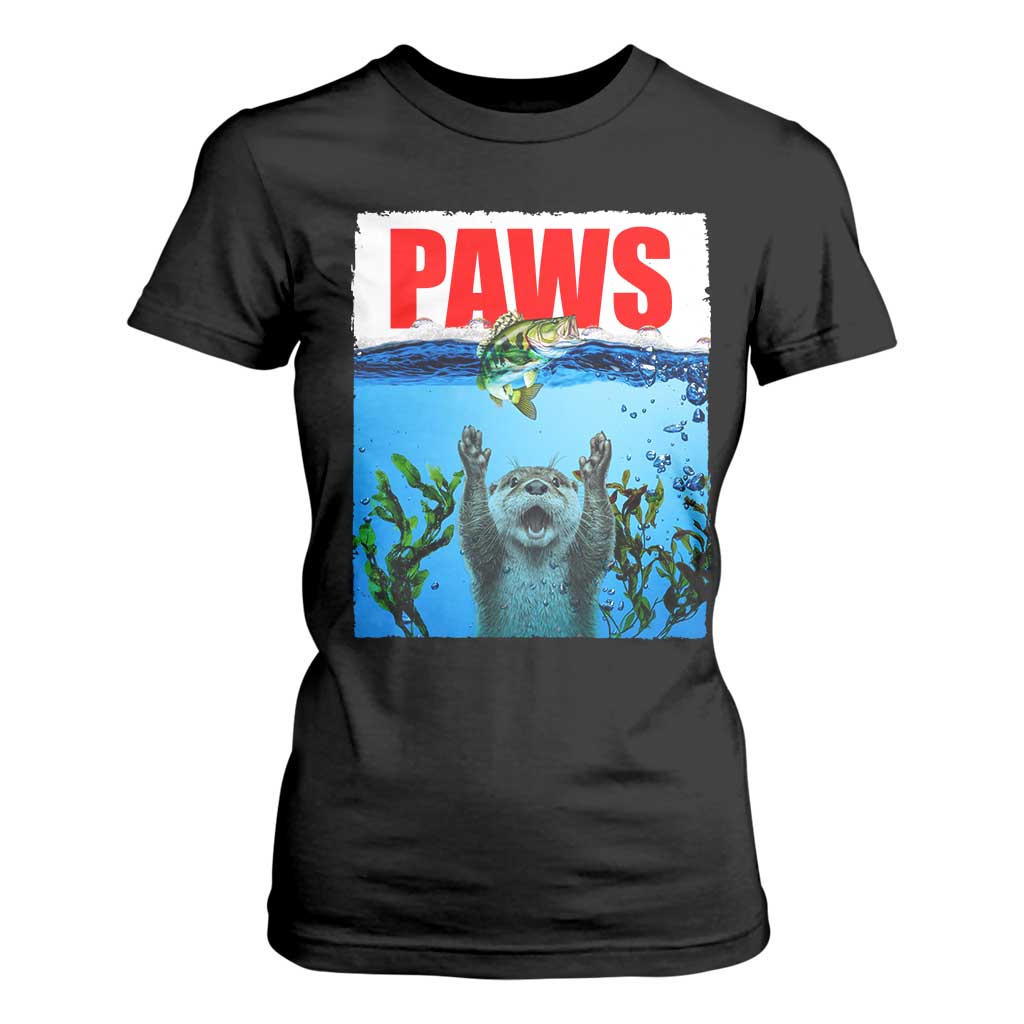 Paws Parody T Shirt For Women Otter Chasing Bass Fish Ocean TS14 Black Print Your Wear
