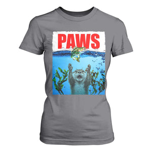 Paws Parody T Shirt For Women Otter Chasing Bass Fish Ocean TS14 Charcoal Print Your Wear