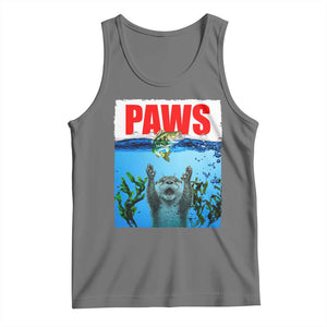 Paws Parody Tank Top Otter Chasing Bass Fish Ocean TS14 Black Heather Print Your Wear