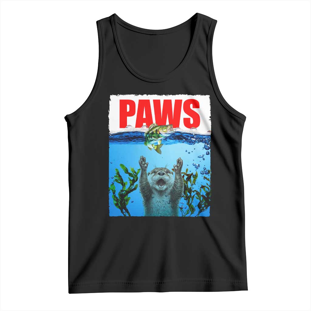 Paws Parody Tank Top Otter Chasing Bass Fish Ocean TS14 Black Print Your Wear