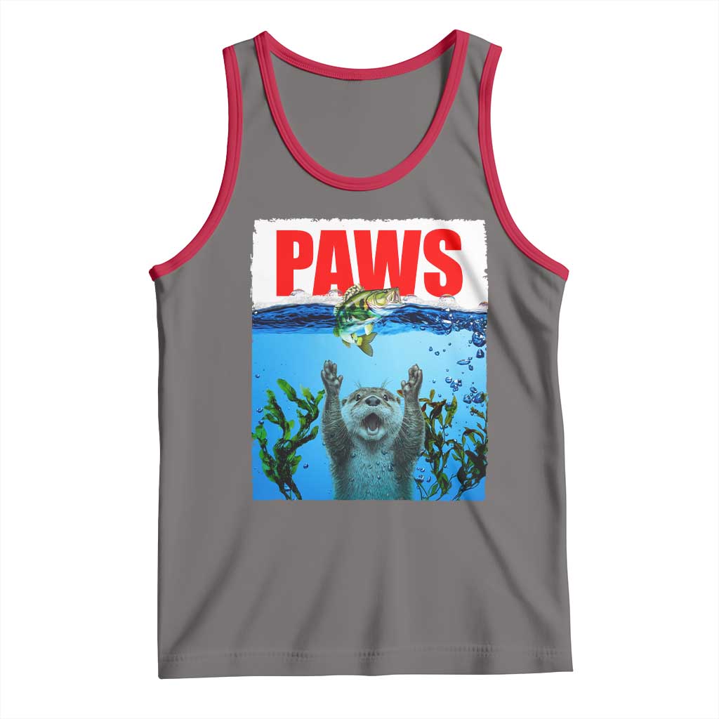 Paws Parody Tank Top Otter Chasing Bass Fish Ocean TS14 Deep Heather Red Print Your Wear