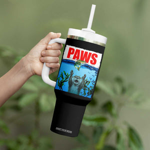 Paws Parody Tumbler With Handle Otter Chasing Bass Fish Ocean TS14 Print Your Wear