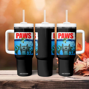 Paws Parody Tumbler With Handle Otter Chasing Bass Fish Ocean TS14 Print Your Wear