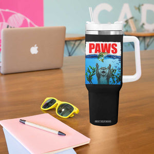 Paws Parody Tumbler With Handle Otter Chasing Bass Fish Ocean TS14 Print Your Wear