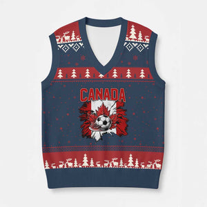 Canada Soccer Fan V-Neck Knit Sweater Vest Canadian Football Game Day Suppoter