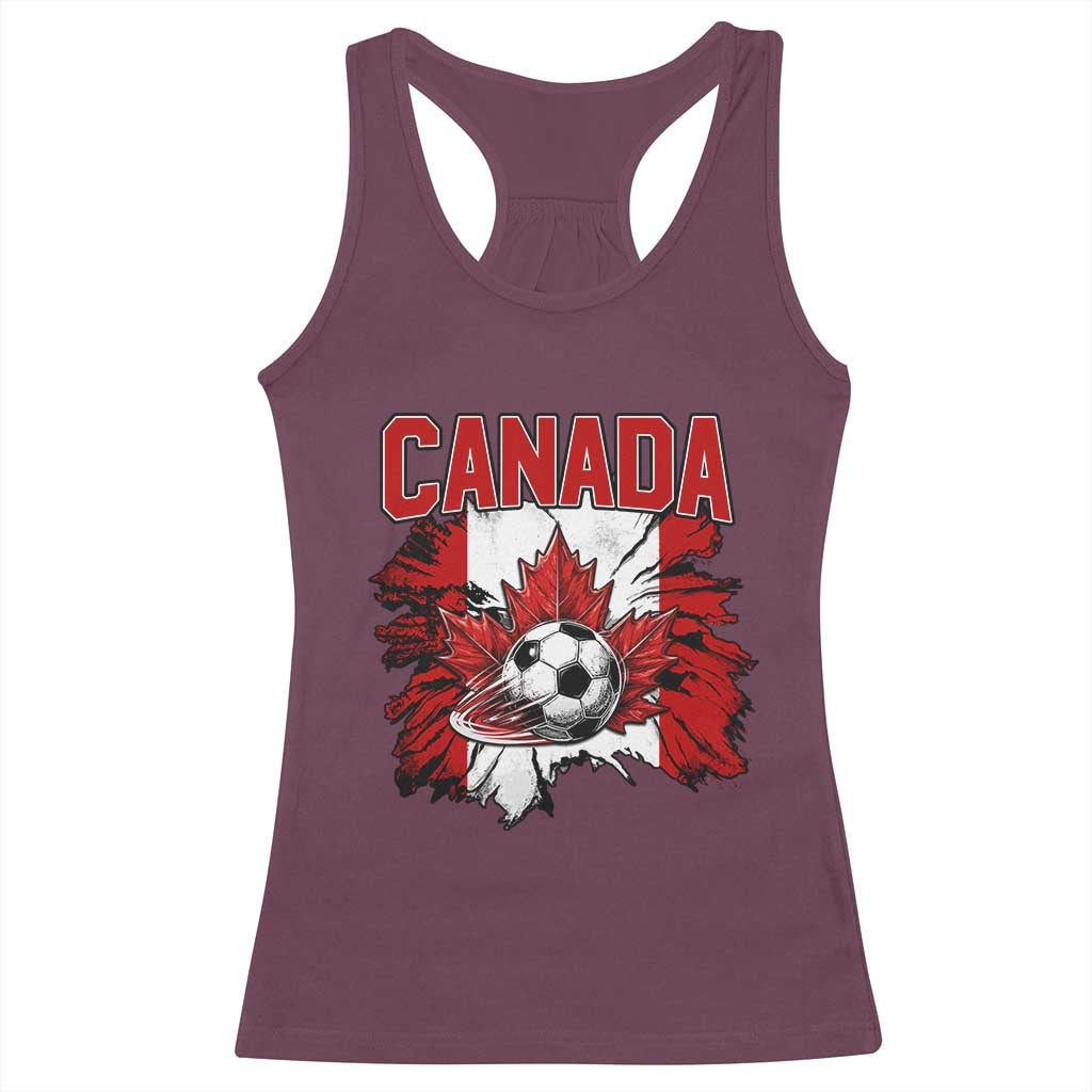 Canada Soccer Fan Racerback Tank Top Canadian Football Game Day Suppoter