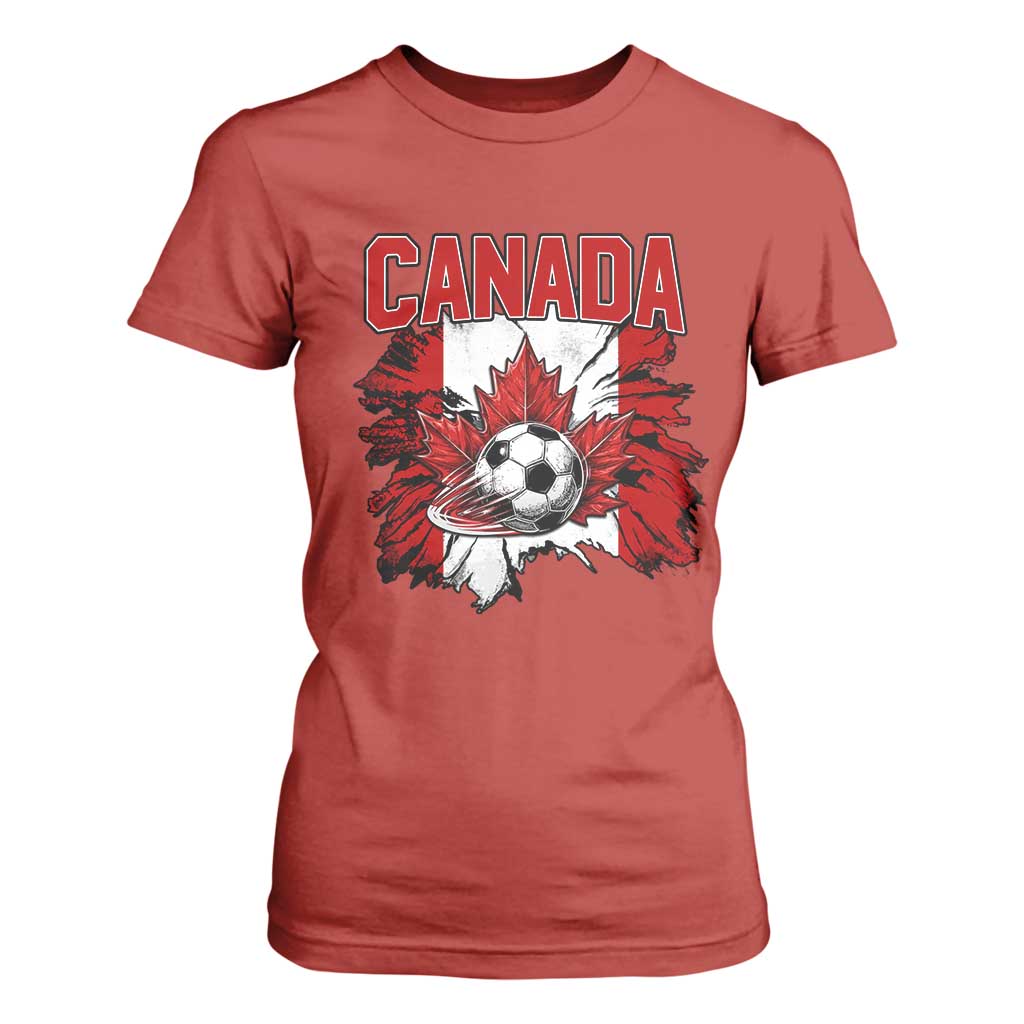 Canada Soccer Fan T Shirt For Women Canadian Football Game Day Suppoter