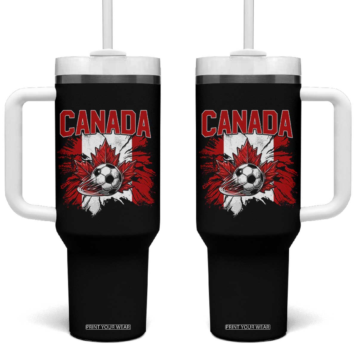 Canada Soccer Fan Tumbler With Handle Canadian Football Game Day Suppoter