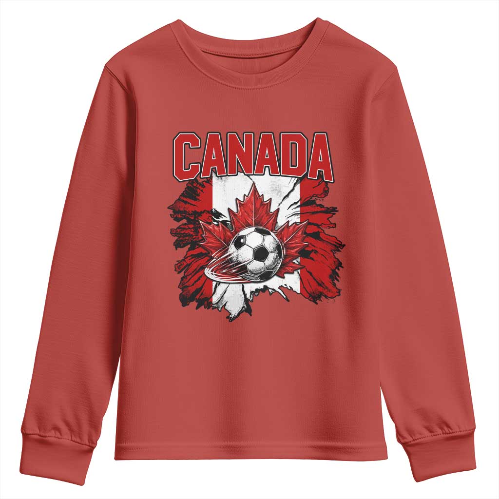 Canada Soccer Fan Youth Sweatshirt Canadian Football Game Day Suppoter TS14 Red Print Your Wear