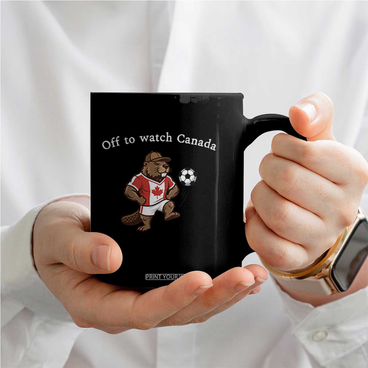 Off to Watch Canada Coffee Mug Patriotic Canadian Beaver Football Soccer Fan Gift