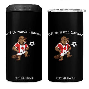 Off to Watch Canada 4 in 1 Can Cooler Tumbler Patriotic Canadian Beaver Football Soccer Fan Gift