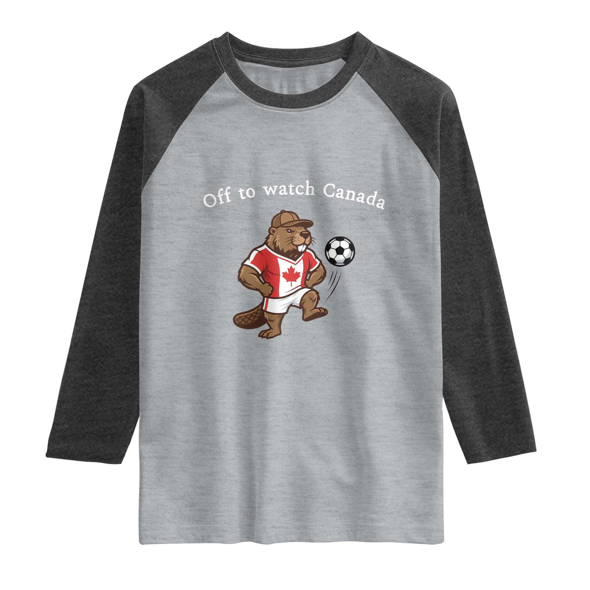 Off to Watch Canada Raglan Shirt Patriotic Canadian Beaver Football Soccer Fan Gift