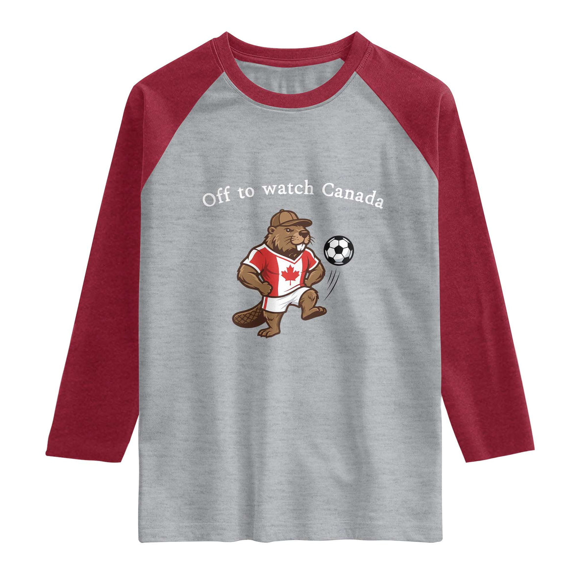 Off to Watch Canada Raglan Shirt Patriotic Canadian Beaver Football Soccer Fan Gift