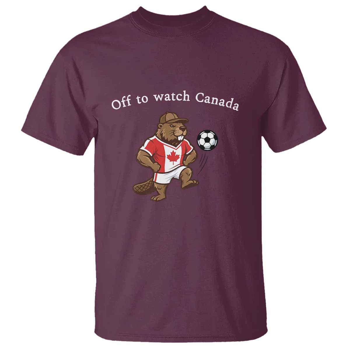 Off to Watch Canada T Shirt Patriotic Canadian Beaver Football Soccer Fan Gift