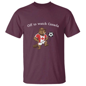 Off to Watch Canada T Shirt Patriotic Canadian Beaver Football Soccer Fan Gift