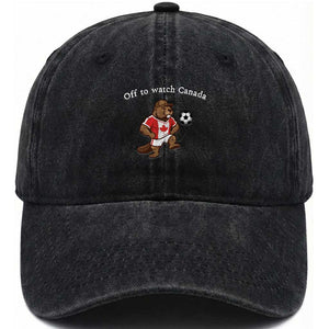 Off to Watch Fioty Canadian Beaver Washed Cotton Baseball Cap Patriotic Canada Football Soccer Fan Gift
