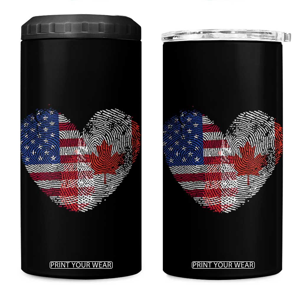 Half Canadian Half American USA Flag Canada America 4 in 1 Can Cooler Tumbler