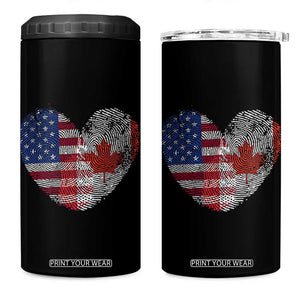 Half Canadian Half American USA Flag Canada America 4 in 1 Can Cooler Tumbler