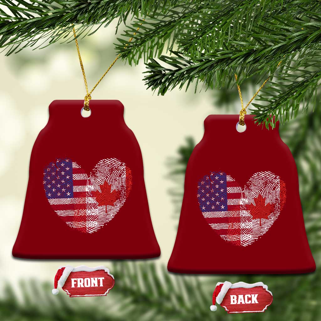 Half Canadian Half American USA Flag Canada America Ceramic Ornament