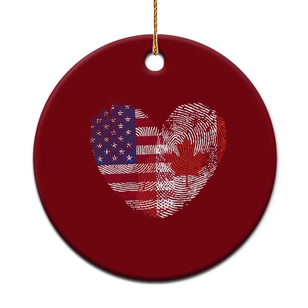 Half Canadian Half American USA Flag Canada America Ceramic Ornament