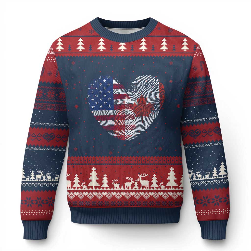 Half Canadian Half American USA Flag Canada America Ugly Christmas Sweater TS14 Navy Red Print Your Wear
