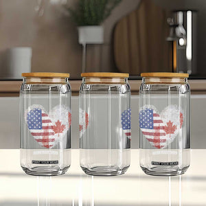 Half Canadian Half American USA Flag Canada America Glass Can