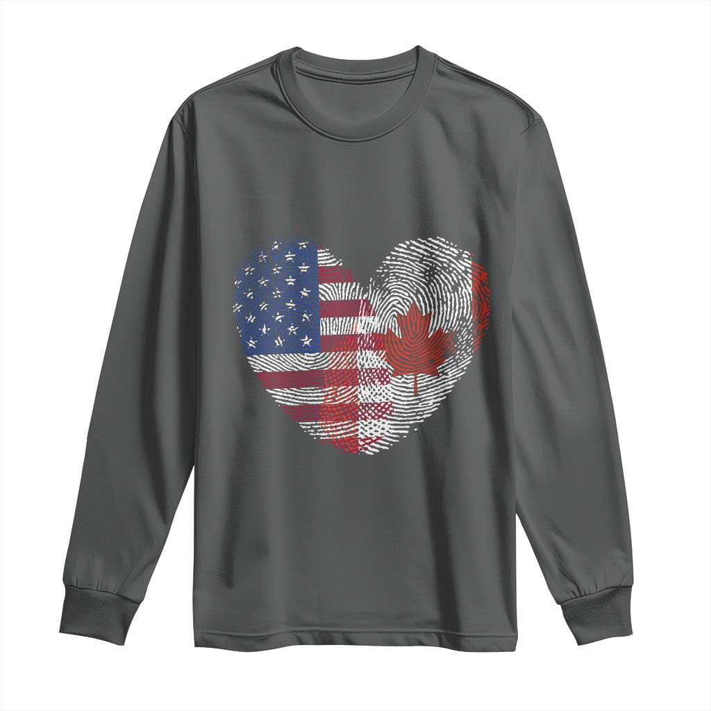 Half Canadian Half American USA Flag Canada America Long Sleeve Shirt