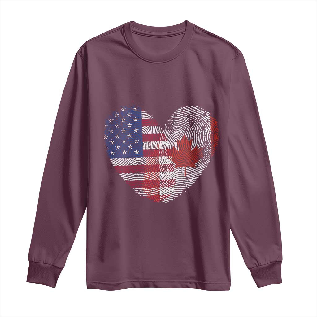 Half Canadian Half American USA Flag Canada America Long Sleeve Shirt